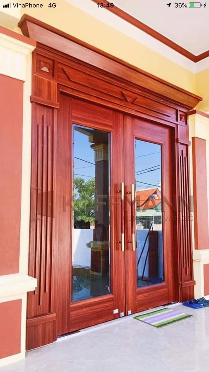 Mẫu cửa thép vân gỗ 2 cánh