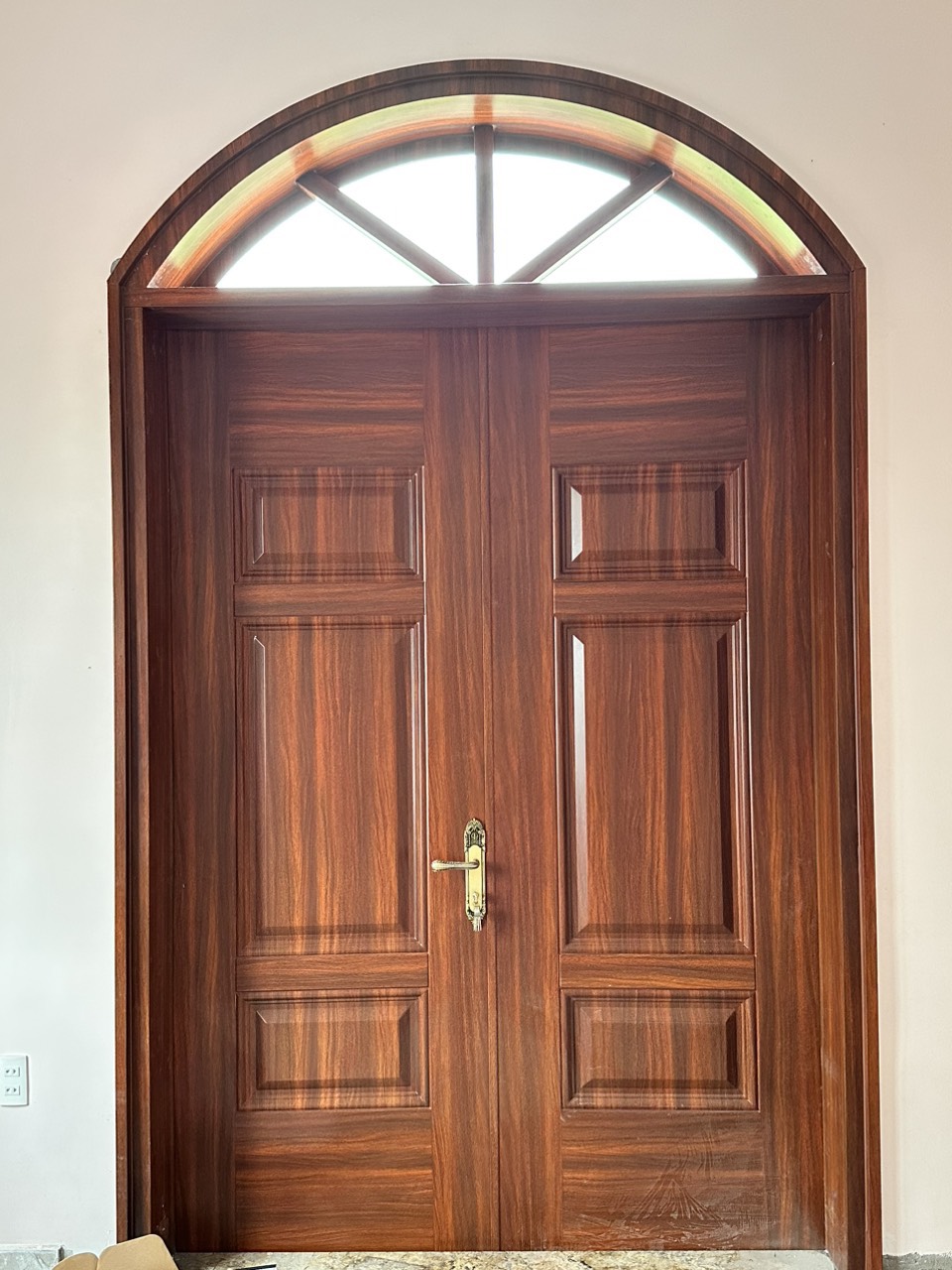 Mẫu cửa thép vân gỗ 2 cánh