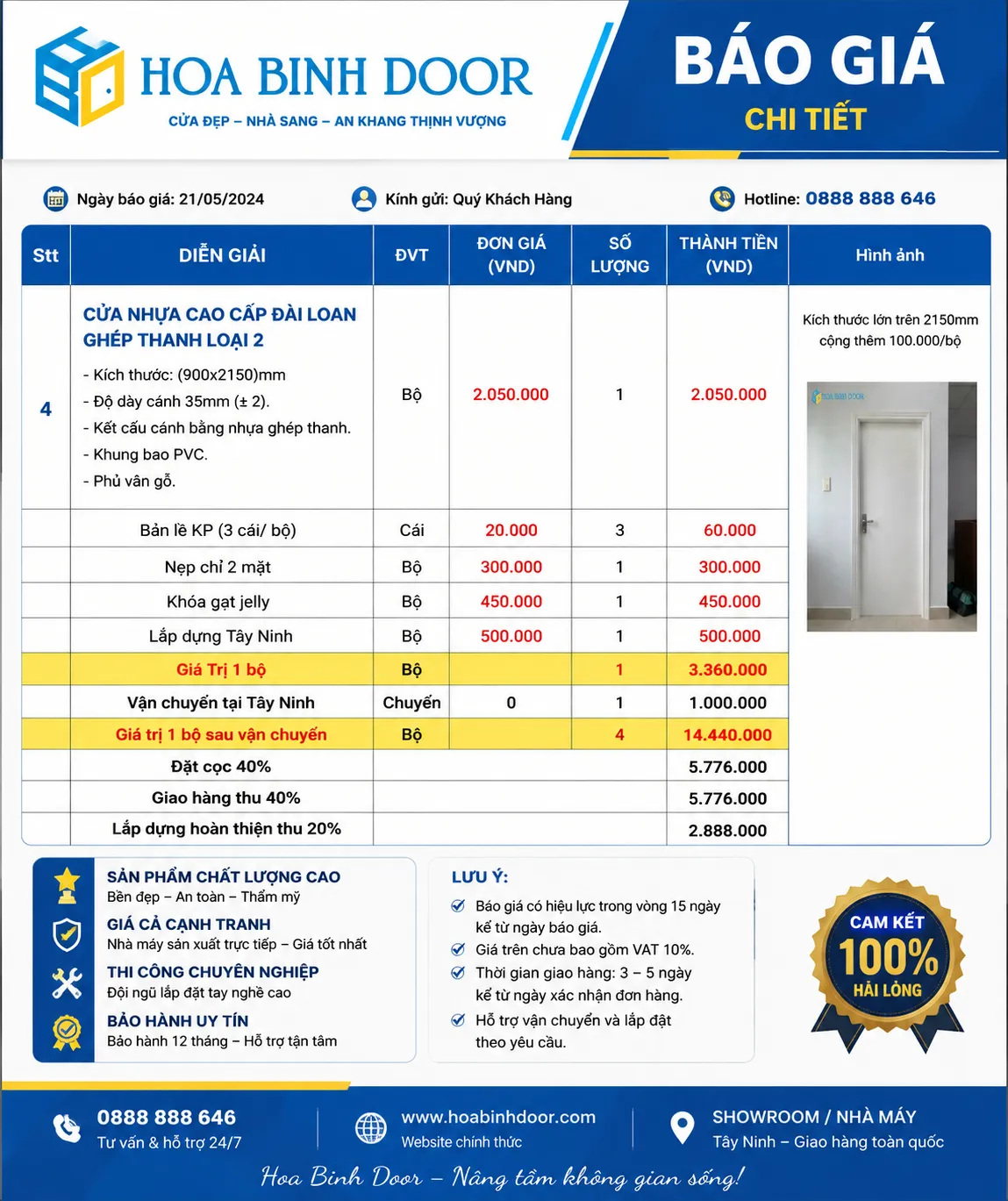 Lắp đặt cửa nhựa Đài Loan tại Kiến Tường