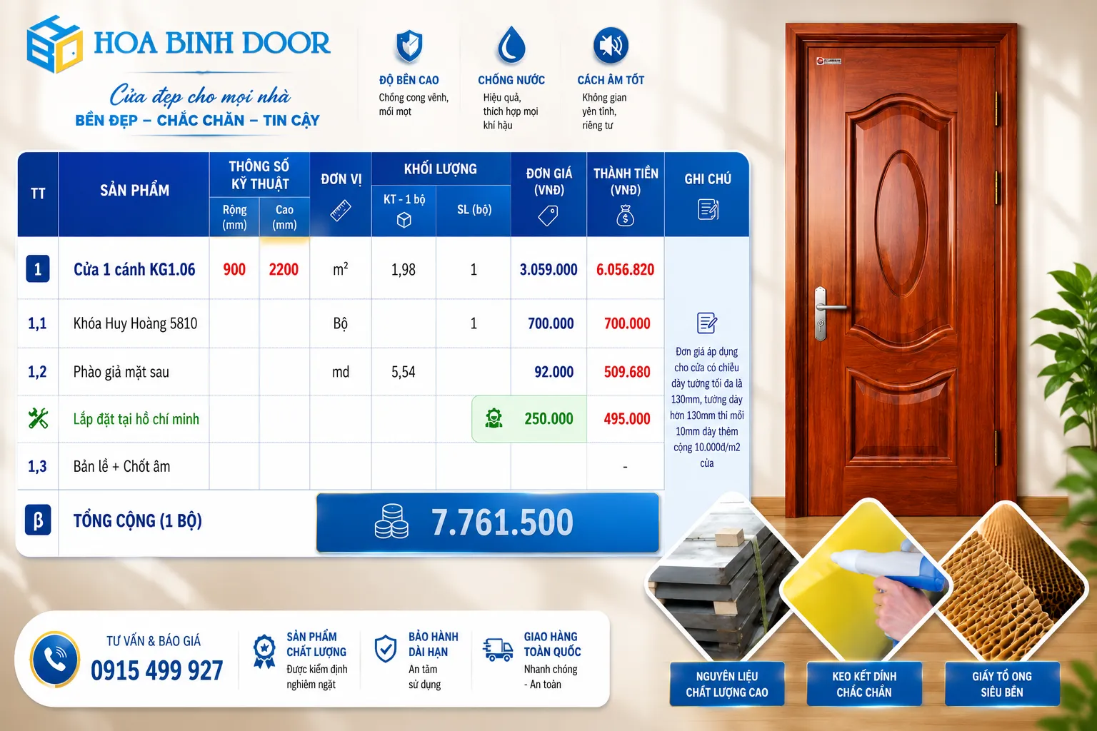 Cửa thép vân gỗ lắp tại phường Tân Bình