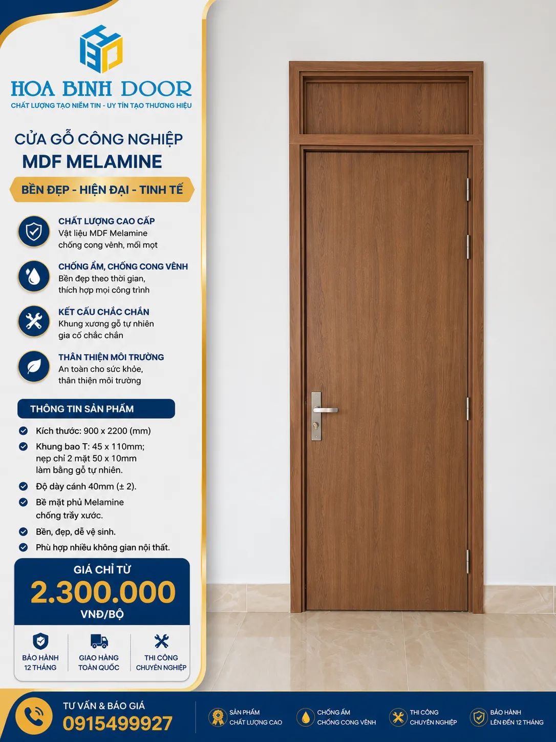 Giá cửa gỗ công nghiệp tại phường Bình Thuận HCM