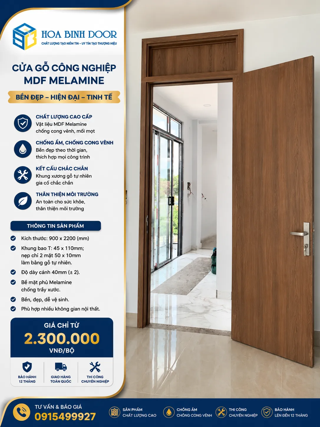 Giá cửa gỗ công nghiệp tại phường Bình Thuận HCM