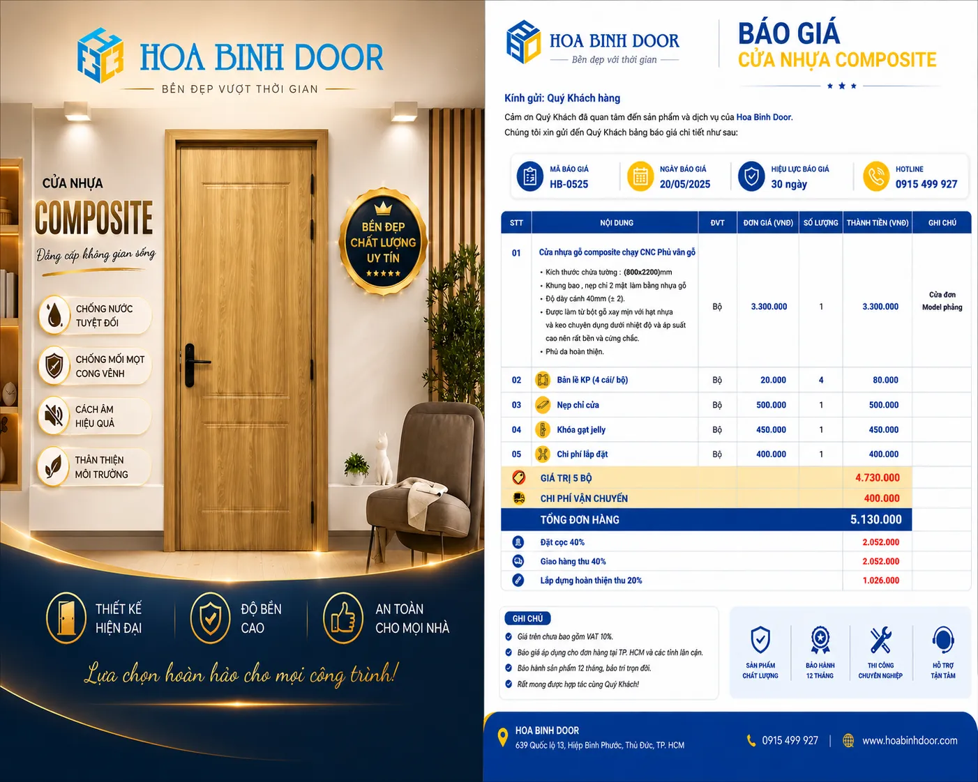 Cửa nhựa Composite lắp đặt tại phường Vườn Lài