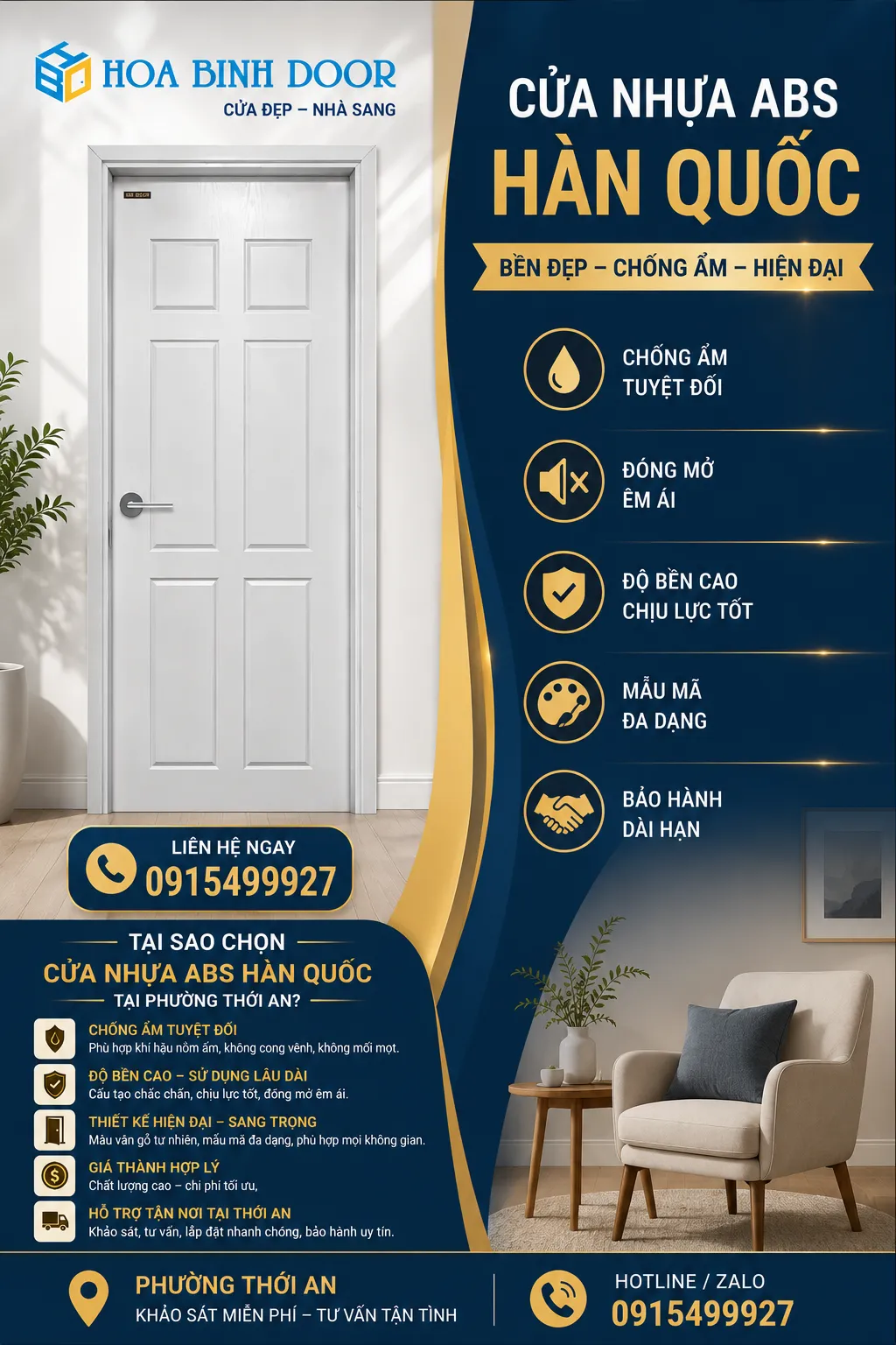 Cửa nhựa ABS Hàn Quốc tại phường Thời An