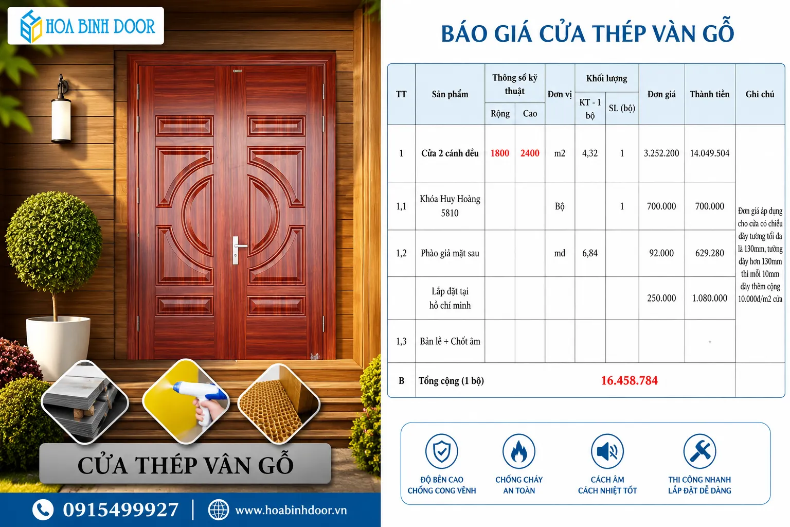 Cửa thép vân gỗ lắp tại phường Tân Bình