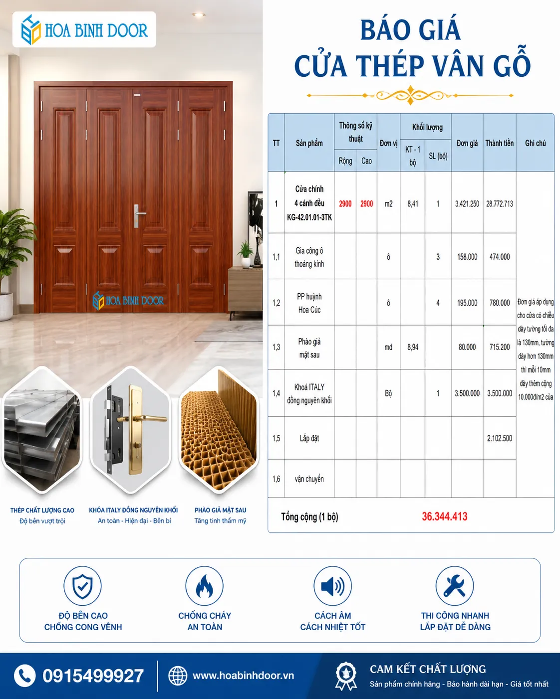 Cửa thép vân gỗ lắp tại phường Tân Bình