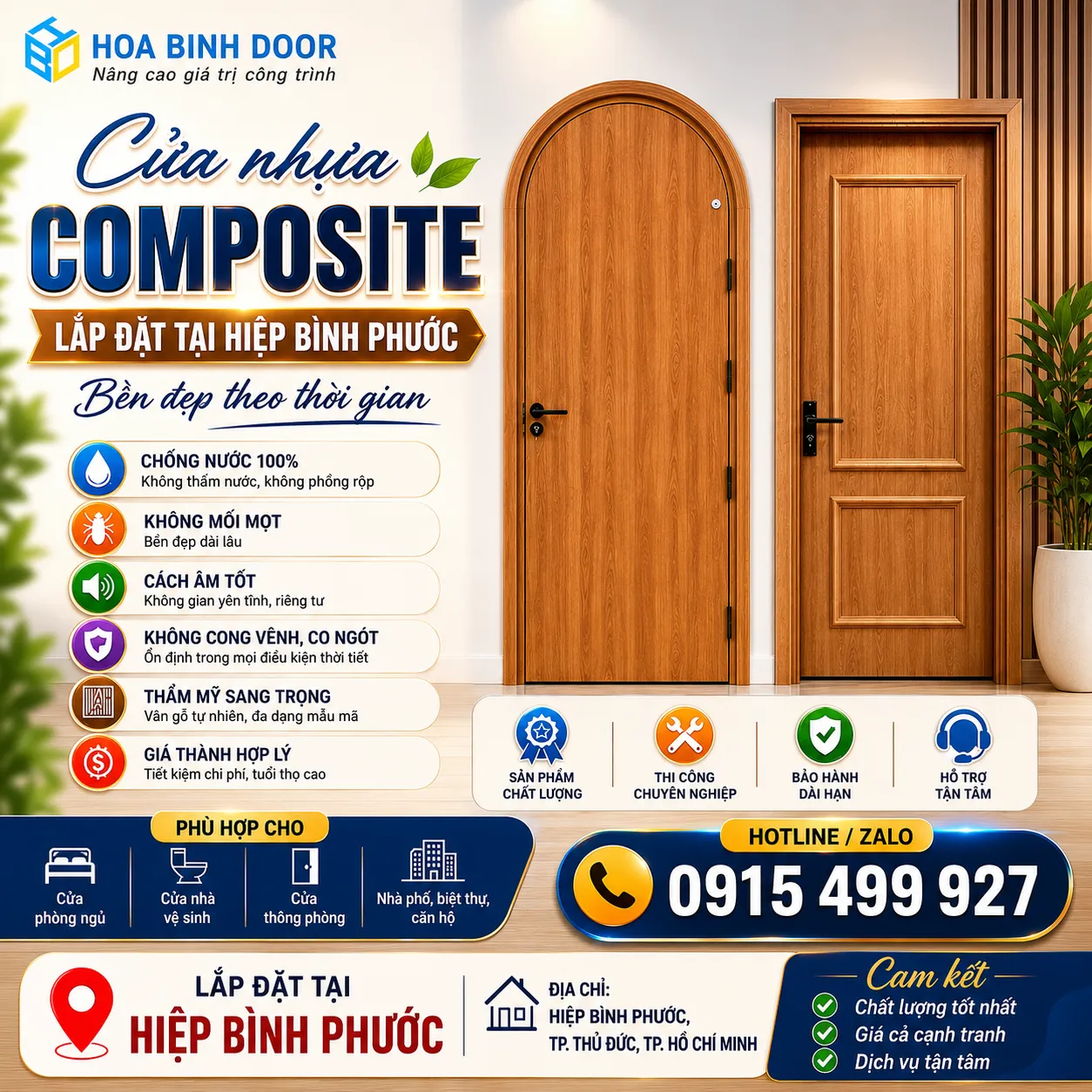 Cửa nhựa Composite lắp tại Hiệp Bình Phước