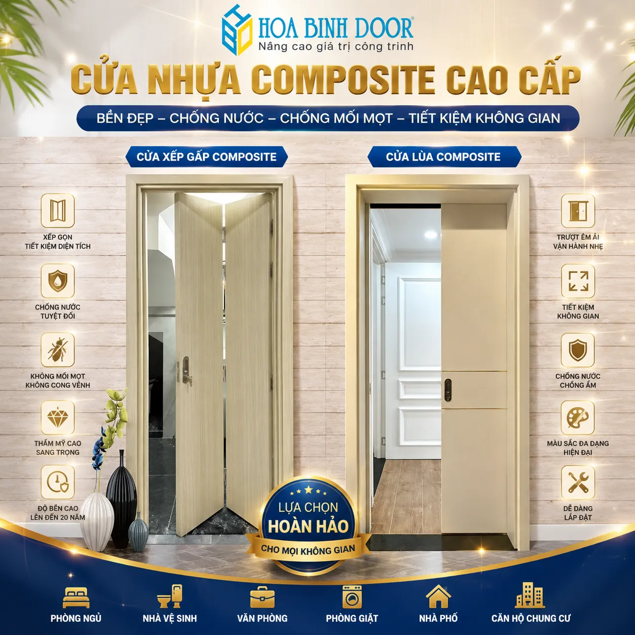 Cửa gập và lùa nhựa composite tại Tân Bình