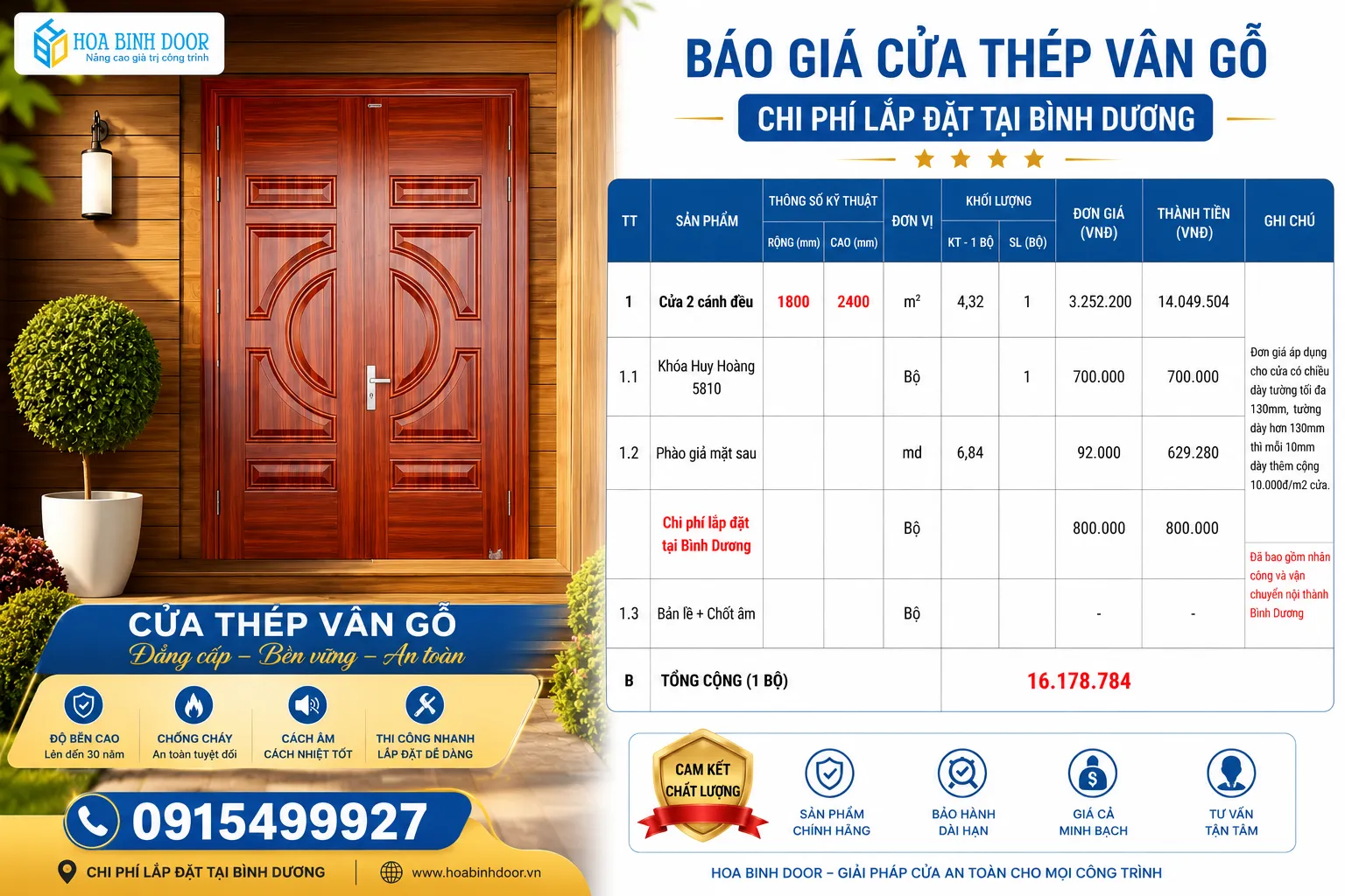 Cửa thép vân gỗ tại Bình Dương