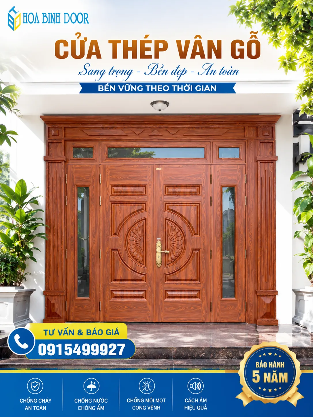 Cửa thép vân gỗ tại Bình Dương