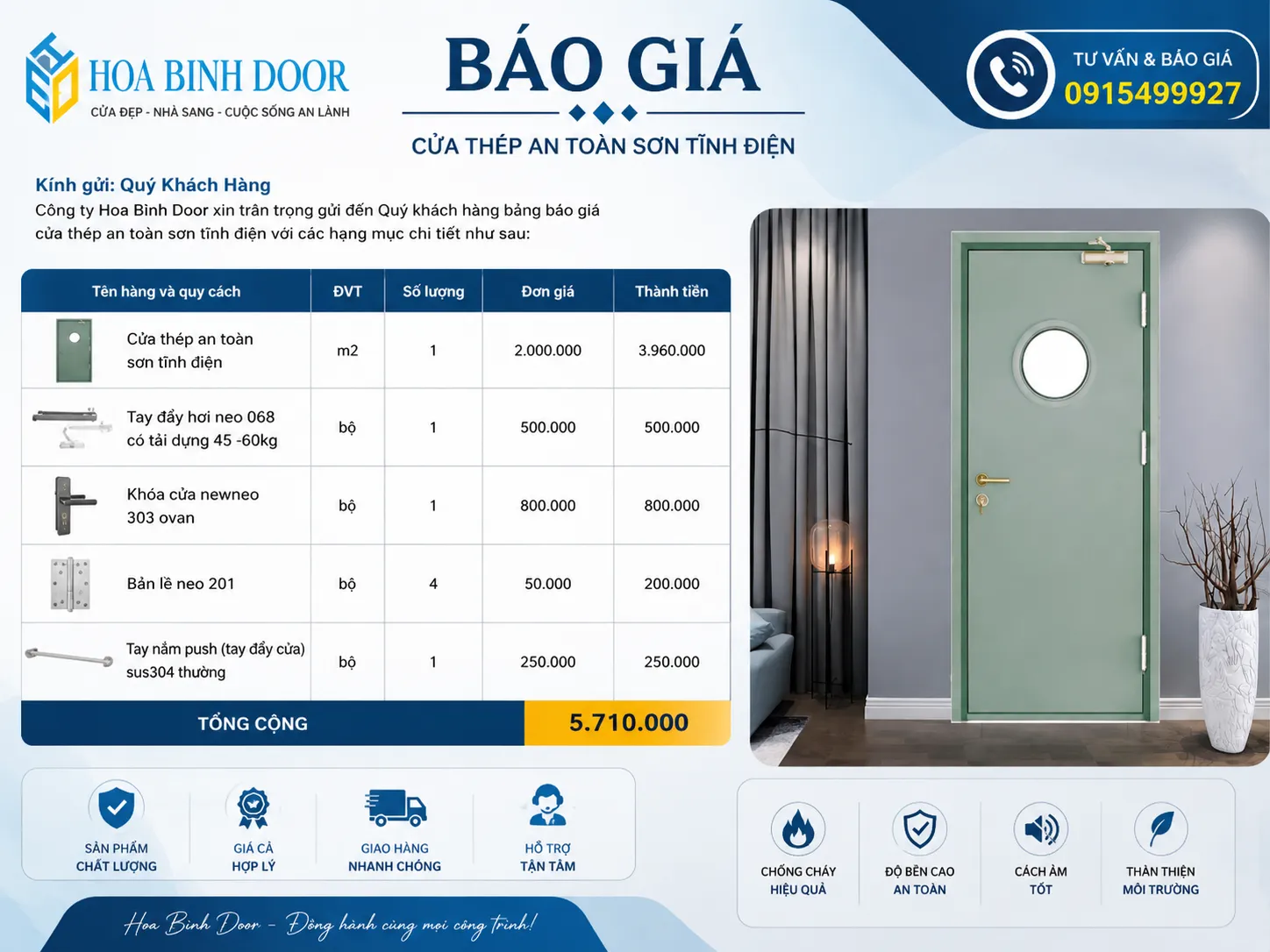Cửa thép chống cháy lắp tại Linh Trung